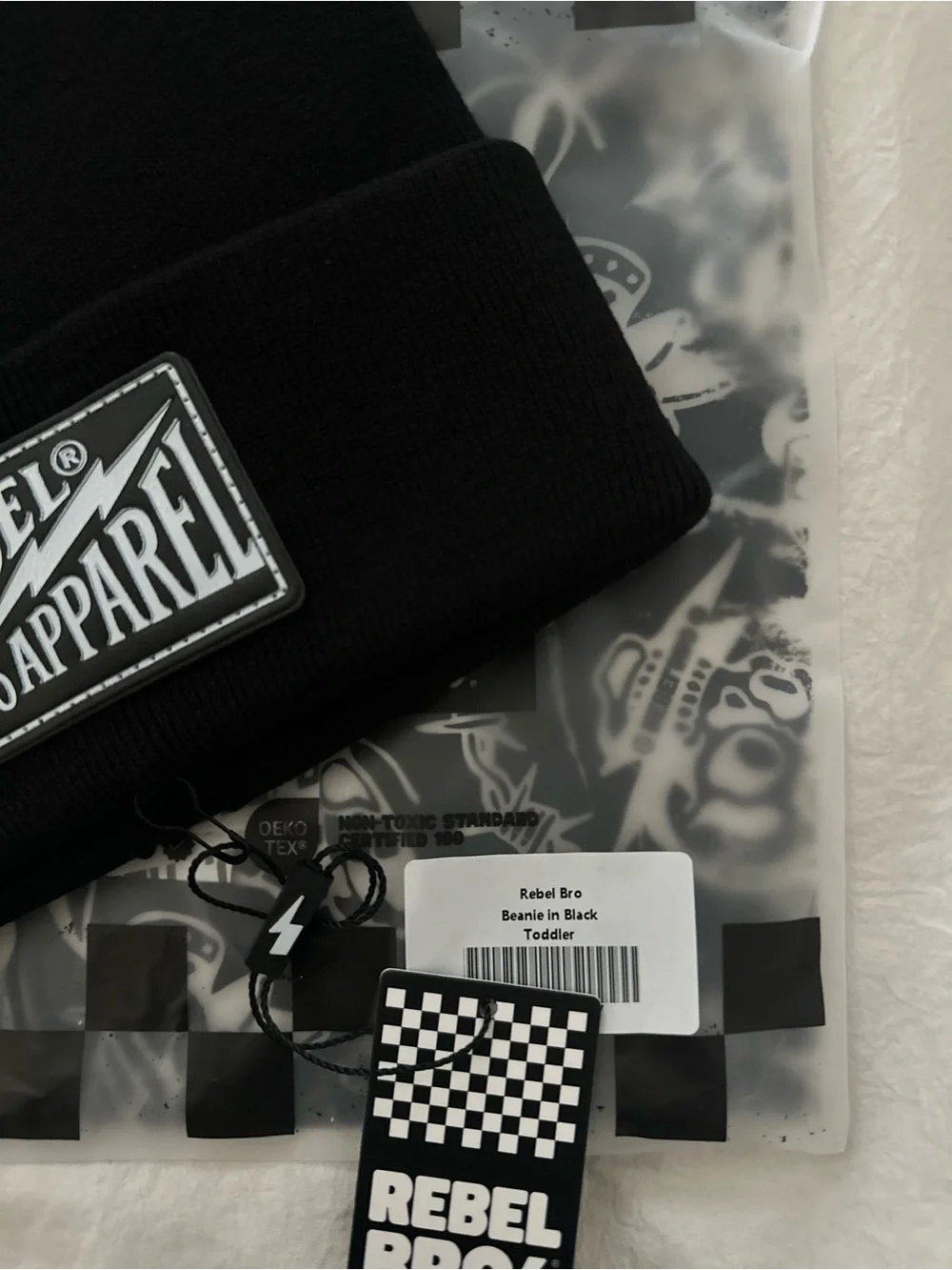 Rebel Bro black toddler beanie